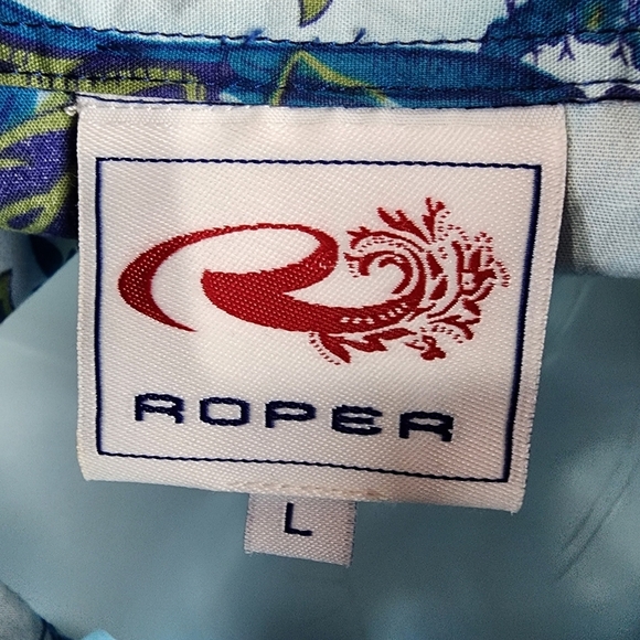 Roper Floral Pearl Snap Western Shirt  Powder Blue Feminine Cowgirl Size Large - Picture 2 of 15